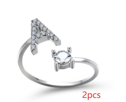 Women Adjustable 26 Initial Letter Fashion  Ring