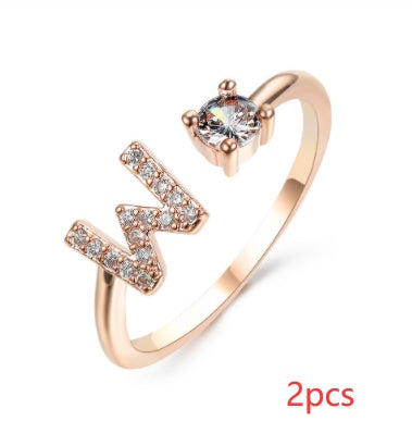 Women Adjustable 26 Initial Letter Fashion  Ring