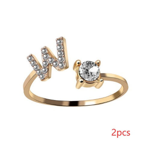 Women Adjustable 26 Initial Letter Fashion  Ring