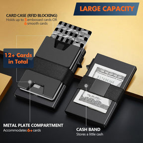 Men's Metal RFID Anti-magnetic Aluminum Alloy Elastic Band Wallet Card Holder