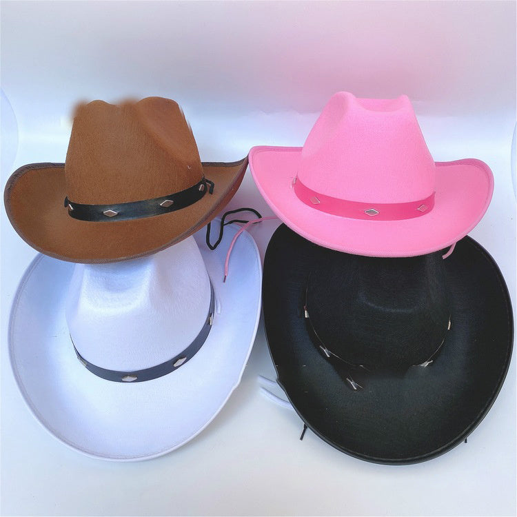 Western Five Nail Cowboy Hat One-time Forming Big Edge Children's Polyester Felt Hat