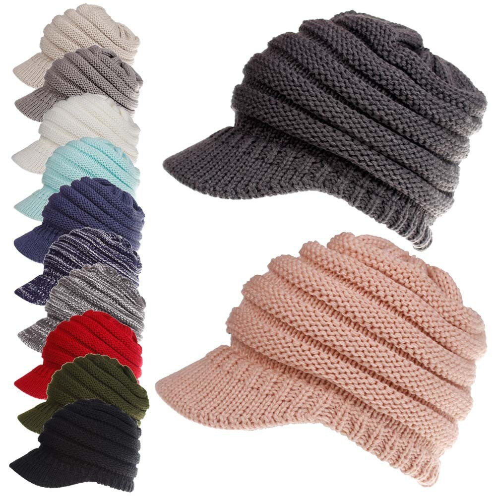 Women Ponytail Beanies Autumn Winter Hat