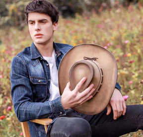 Men Cowboy  Mongolian Leather Hat