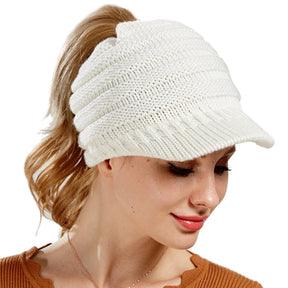 Women Ponytail Beanies Autumn Winter Hat