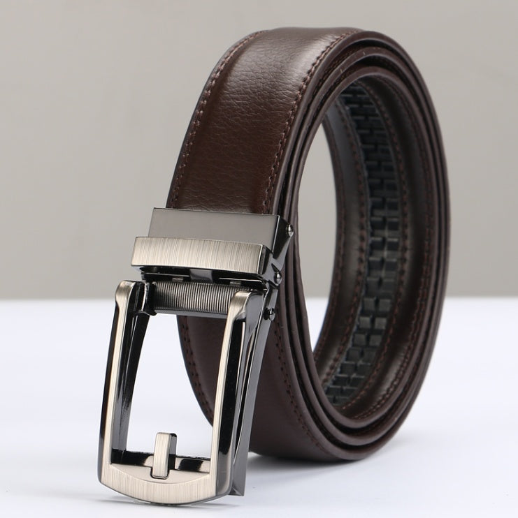 Men Adjustable Holeless Leather Belt