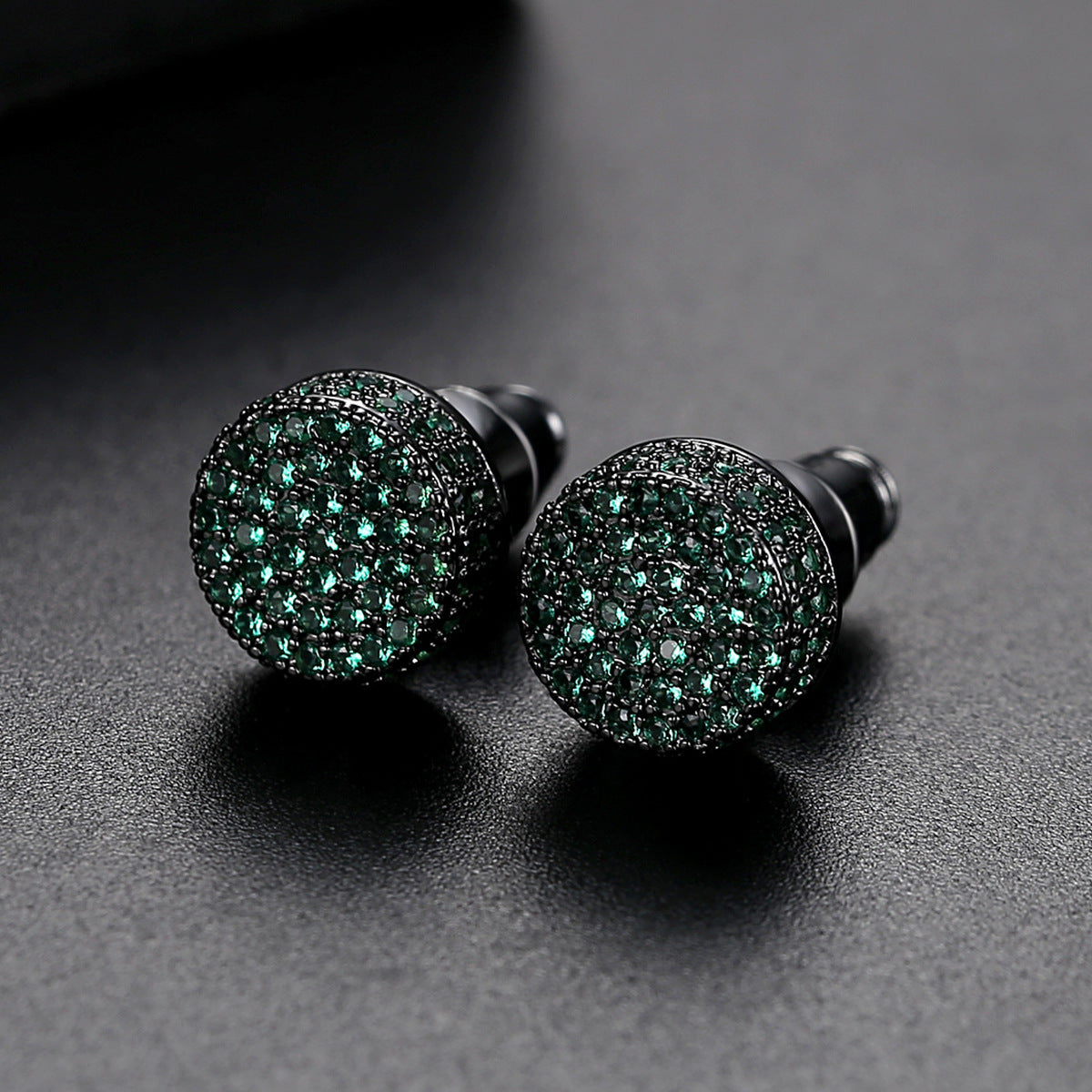 Women  Hip Hop 9MM Round Cubic Zirconia Earring