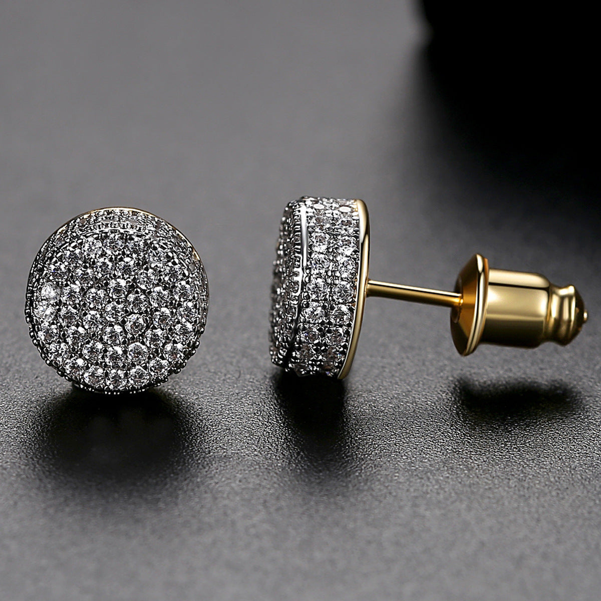 Women  Hip Hop 9MM Round Cubic Zirconia Earring