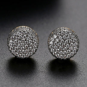 Women  Hip Hop 9MM Round Cubic Zirconia Earring