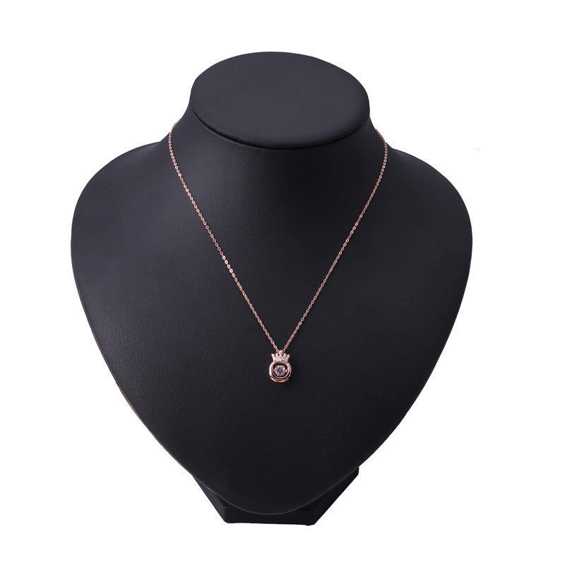 Women Crystal Crown Pendant  Fashion Necklace