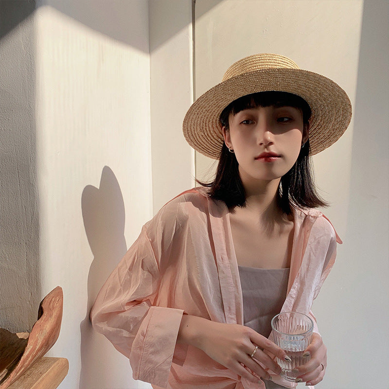 Female Sunshade Woven Raffia Straw Hat