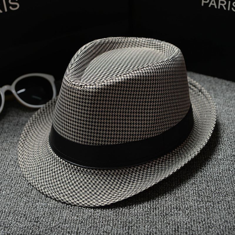 Men Houndstooth And Sun Hat