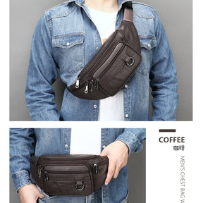 Men's Leather Phone Chest Bag