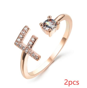 Women Adjustable 26 Initial Letter Fashion  Ring