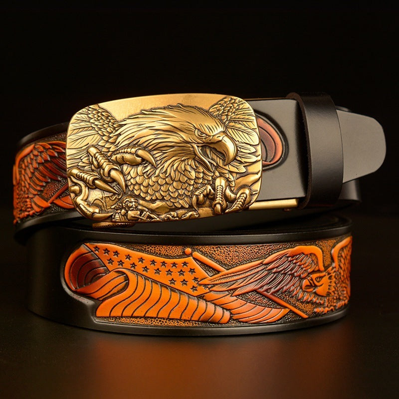 Men's Fashion  Eagle Head Automatic Buckle Belt