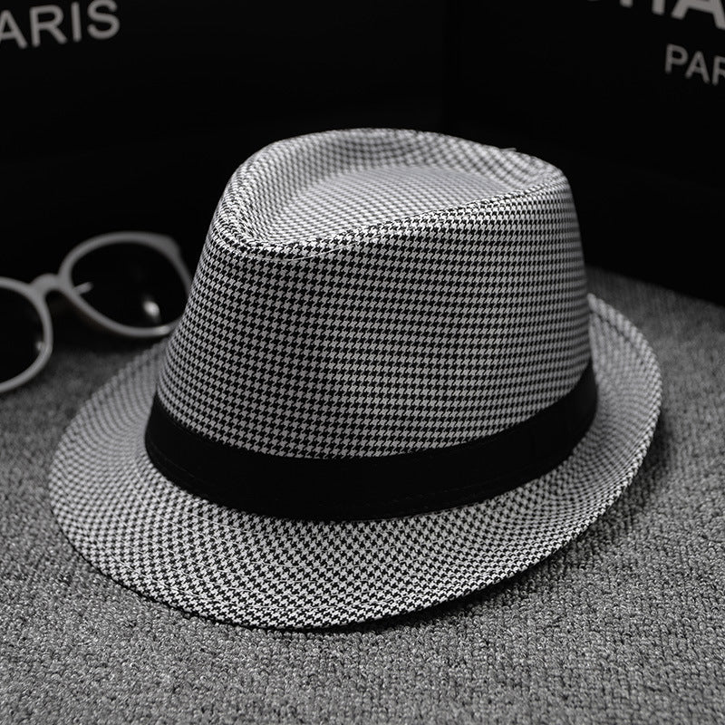 Men Houndstooth And Sun Hat