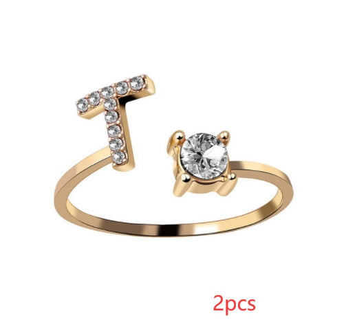 Women Adjustable 26 Initial Letter Fashion  Ring