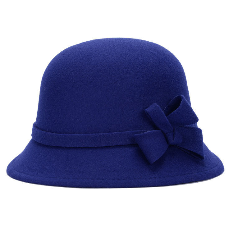 Women Faux Wool Bowler Fleece Hat