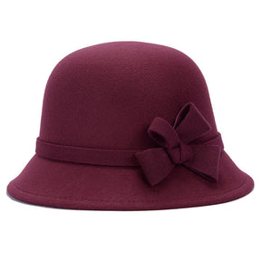 Women Faux Wool Bowler Fleece Hat