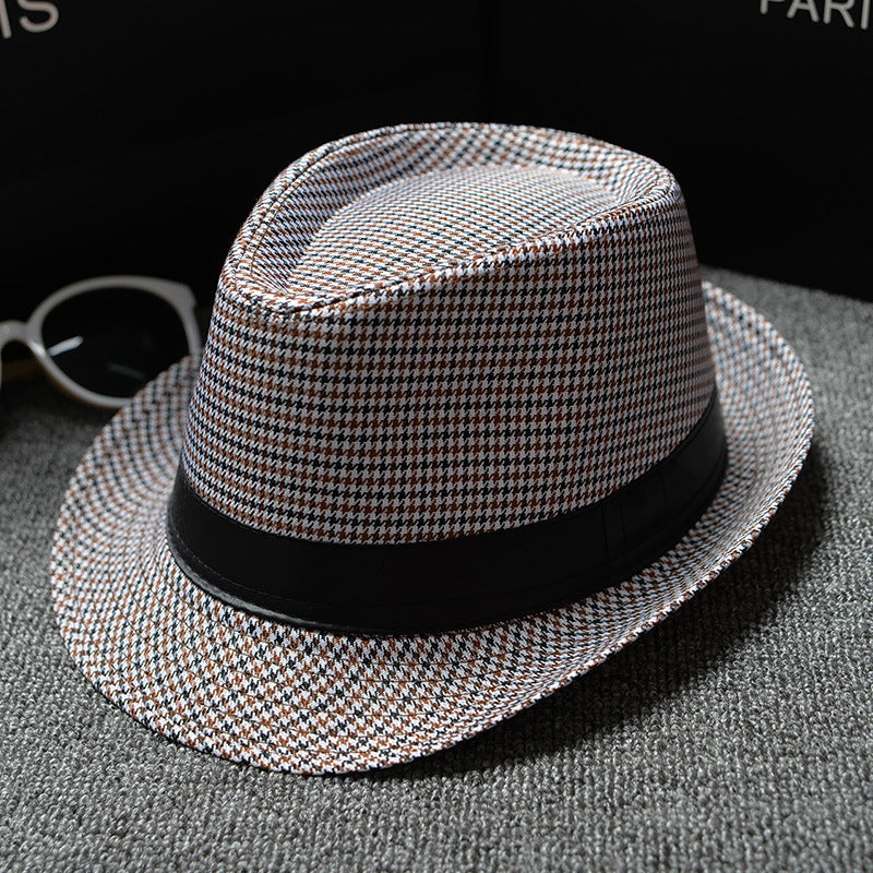 Men Houndstooth And Sun Hat