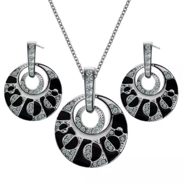 Women Crystal  Earrings Necklace Set