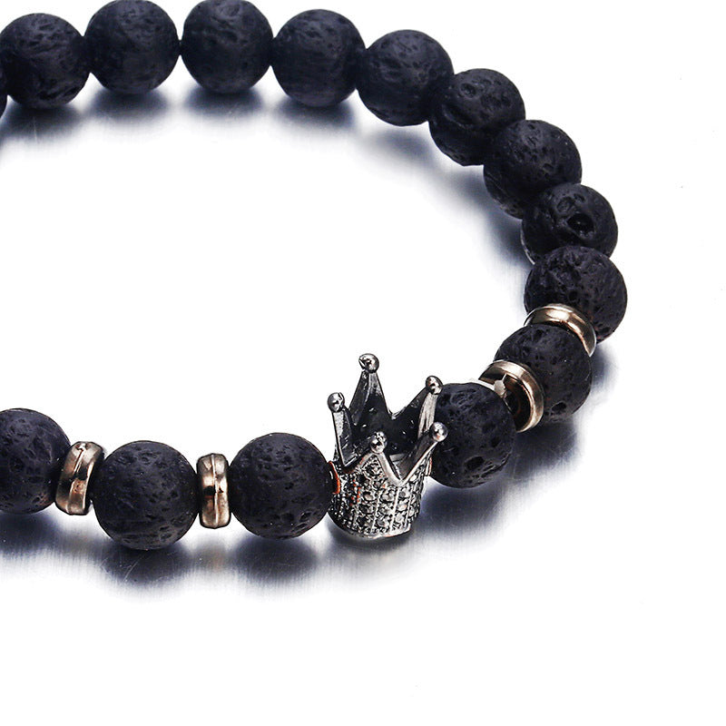 Men Fashion Lava Natural Stone Beads Bracelet