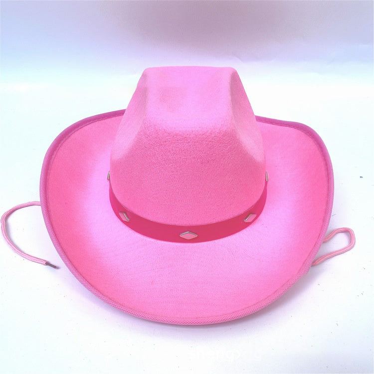 Western Five Nail Cowboy Hat One-time Forming Big Edge Children's Polyester Felt Hat