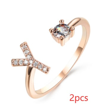 Women Adjustable 26 Initial Letter Fashion  Ring