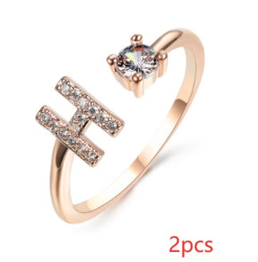 Women Adjustable 26 Initial Letter Fashion  Ring