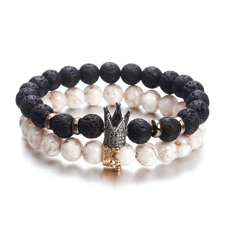 Men Fashion Lava Natural Stone Beads Bracelet