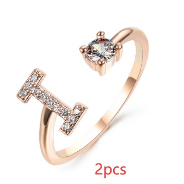 Women Adjustable 26 Initial Letter Fashion  Ring