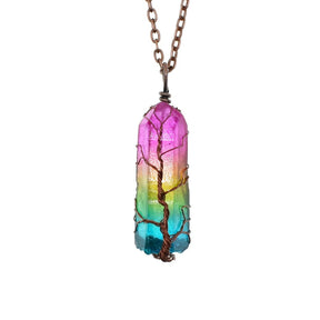 Women Crystal Stone Pillar Necklace