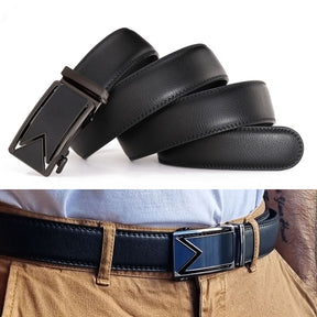 Men's Slide Buckle Ratchet Leather Belt