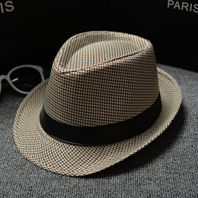 Men Houndstooth And Sun Hat