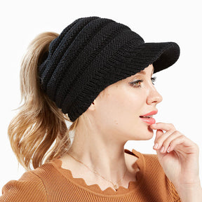 Women Ponytail Beanies Autumn Winter Hat