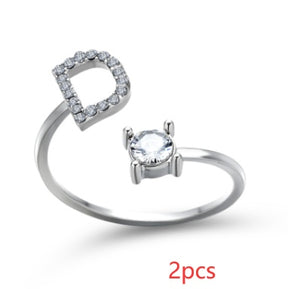 Women Adjustable 26 Initial Letter Fashion  Ring