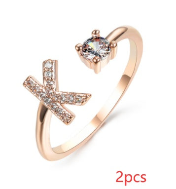 Women Adjustable 26 Initial Letter Fashion  Ring