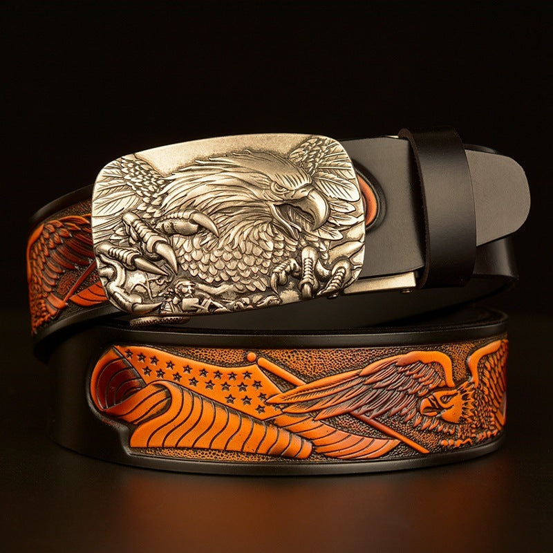 Men's Fashion  Eagle Head Automatic Buckle Belt