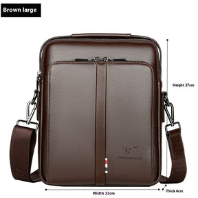 Men's Business Casual Crossbody Vertical And Portable Design Large Capacity Shoulder Leather Backpack