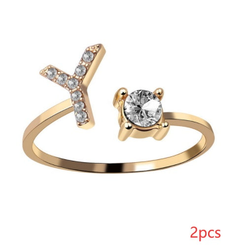 Women Adjustable 26 Initial Letter Fashion  Ring