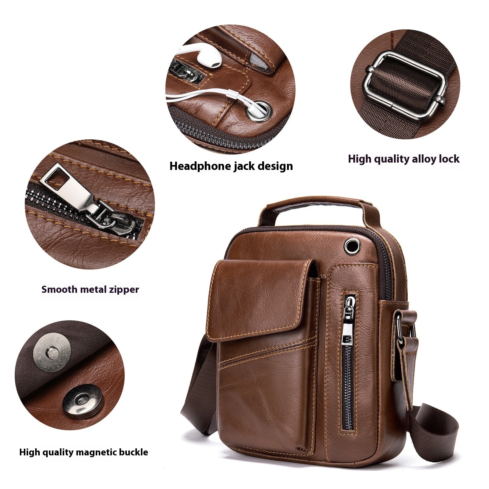 Men's Business Minimalist Leather Crossbody Bag