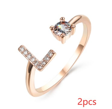 Women Adjustable 26 Initial Letter Fashion  Ring