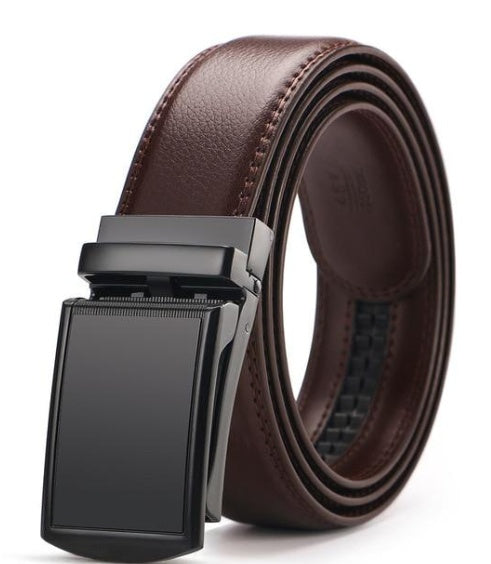 Men Adjustable Holeless Leather Belt