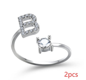 Women Adjustable 26 Initial Letter Fashion  Ring