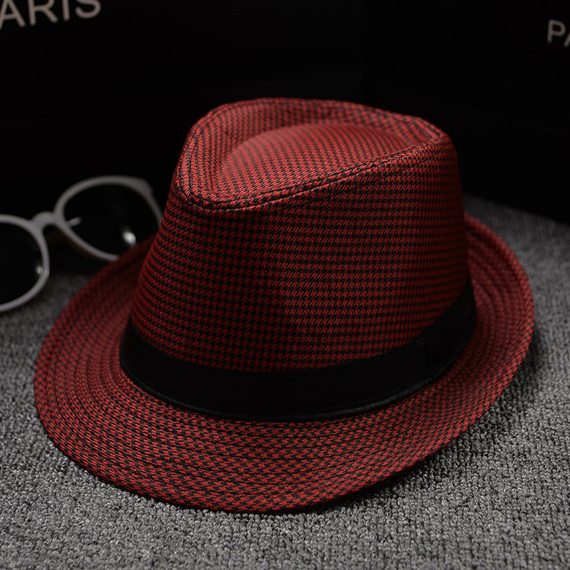 Men Houndstooth And Sun Hat