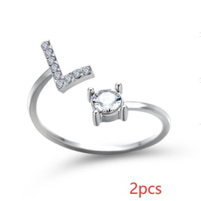 Women Adjustable 26 Initial Letter Fashion  Ring