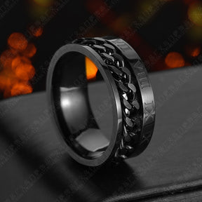 Men Roman Letter Chain Titanium Steel Ring