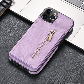 Side Stick Zipper Card Phone Case