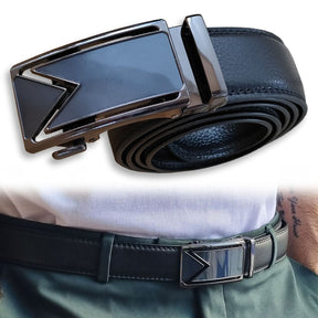 Men's Slide Buckle Ratchet Leather Belt