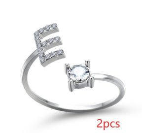 Women Adjustable 26 Initial Letter Fashion  Ring