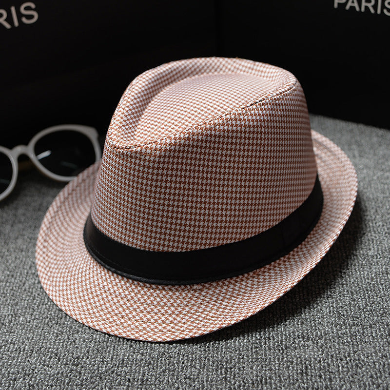 Men Houndstooth And Sun Hat